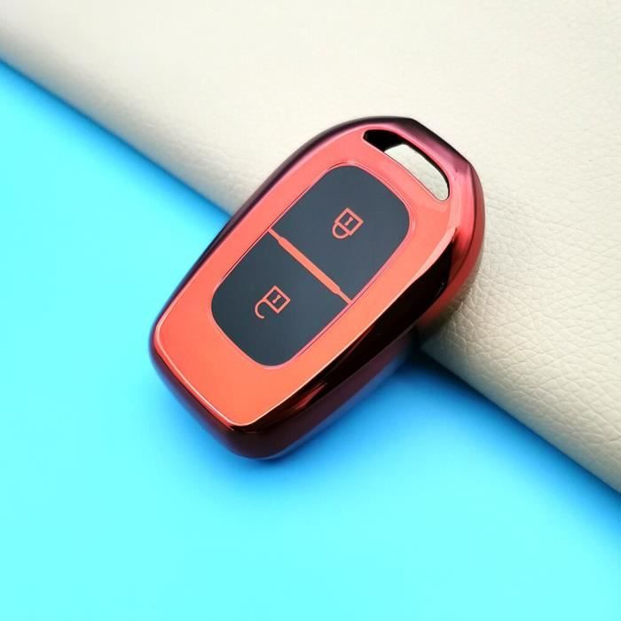 Delamiya - Coque En Silicone TPU Pour Clé Renault Avec Porte-clés - 4 Boutons, Bleu