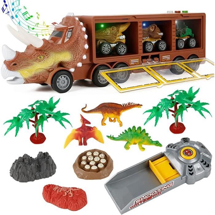 Simuler des jouets éducatifs de voiture de transport de forme de camion de dinosaure  pour des cadeaux de Noël d'enfants 