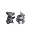 2 pièces Koala famille décorations cadeau d'anniversaire arrangement de bureau modèles d'animaux en plastique  STATUE - STATUETTE-1