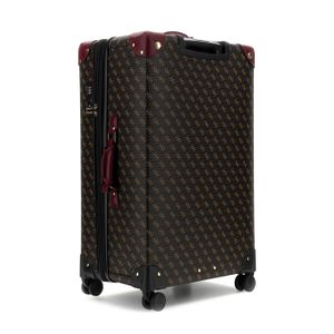 Valise GUESS Napoli Spinner M - Marron Foncé/Ocre - 4 Roues Pivotantes - Neuve