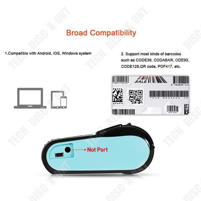 Mini imprimante portable sans fil Bluetooth pour étiquettes et reçus  Noir[1108] - Cdiscount Informatique