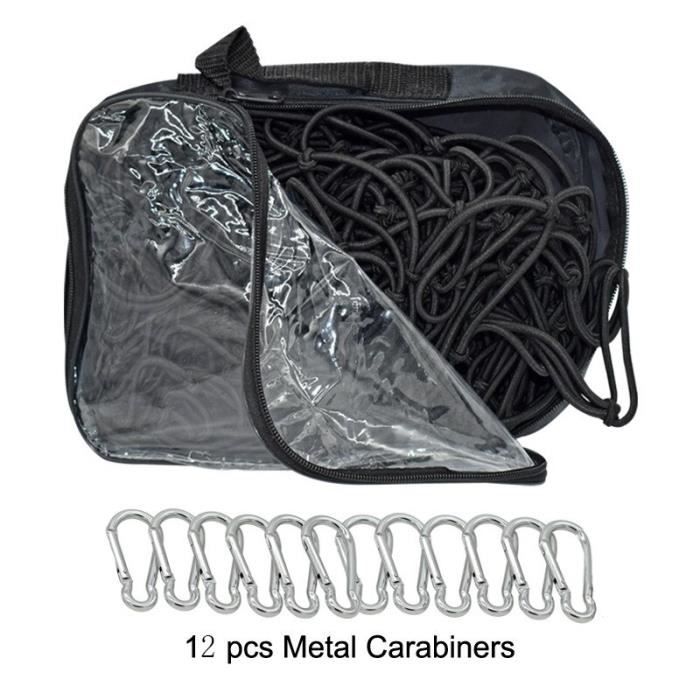  All-around24 Filet à bagages pour vélo - Filet de sécurité avec  6 crochets - Filet extensible pour fixation - Filet de casque - Tendeur de  bagages - Bande élastique (1 pièce)