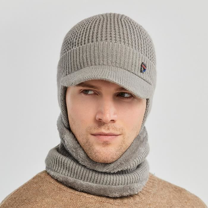 Bonnet écharpe d'hiver pour homme en polaire tricotée coupe-vent chapeau  homme trois pièces chapeau d'hiver chaud gants tricotés chapeaux d'hiver  chapeaux sapin homme, bleu marine, Taille Unique : : Mode