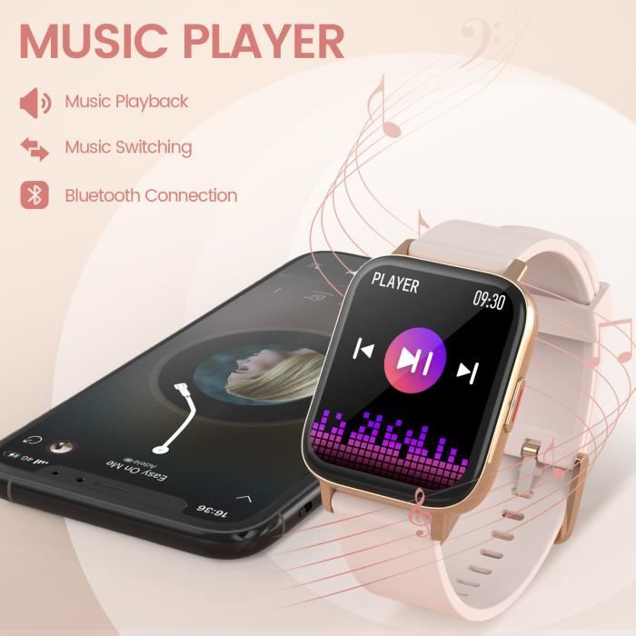 NAIXUES Montre Connectee Femme Appel Numerotation Bluetooth 1 7 Intelligent Smartwatch Sport Lecteur de Musique pour Android iOS Cdiscount Telephonie