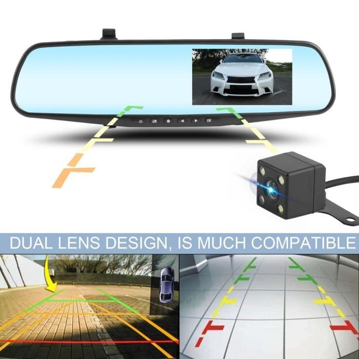 Dashcam Voiture Rétroviseur 4,5" - Double Caméra 1080P - Caméra De Recul Intégrée - Sécurité