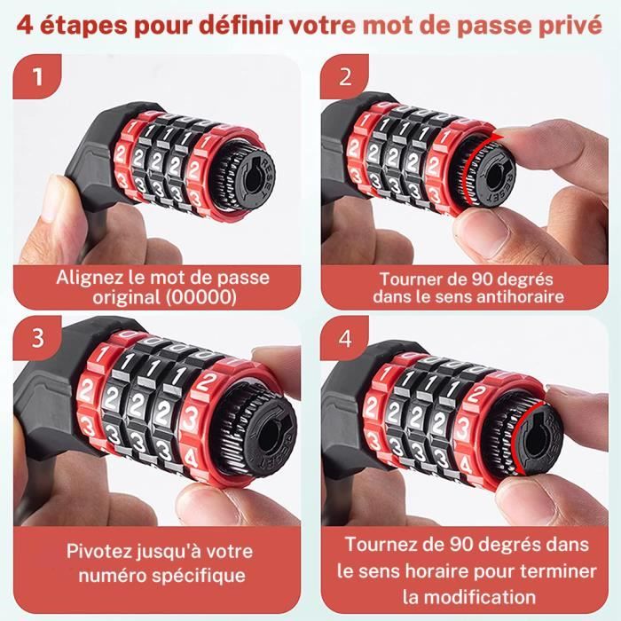 Verrouillage Par Mot De Passe Pour Vélo | Antivol De Chaîne De Vélo | Verrou Anti-Rouille Avec