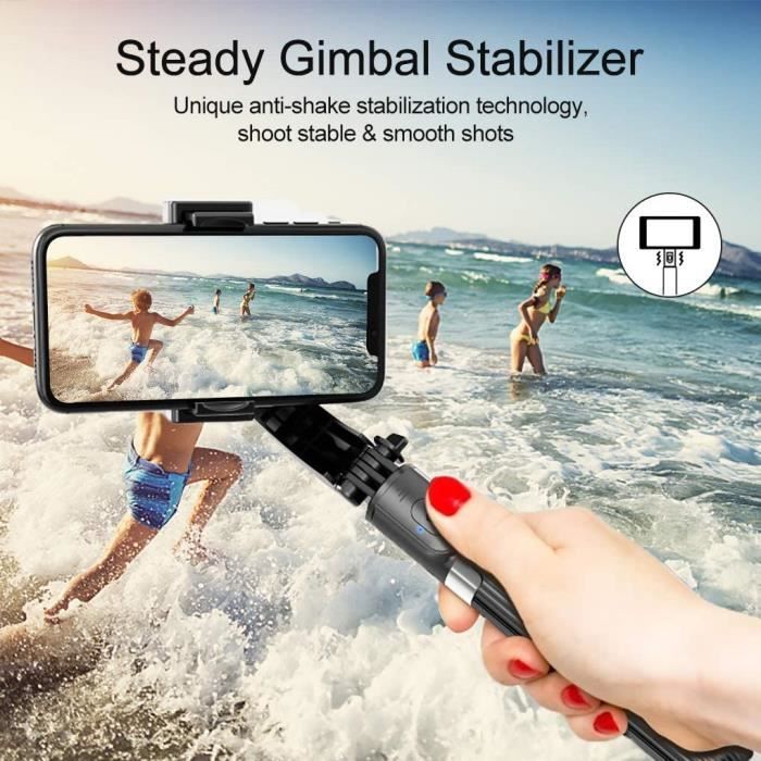 STABILISATEUR,Black gray--perche à Selfie 3 en 1, trépied Rechargeable STABILISATEUR,Black gray--perche à Selfie 3 en 1, trépied Rechargeable