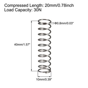 Lot De 5 Ressorts De Compression En Acier - 3x30x80 Mm (diamètre Fil 3 Mm, Longueur Libre 80 Mm)