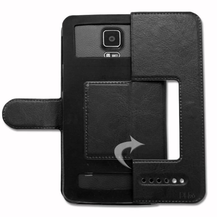 Logicom Le Moov – Custodia A Portafoglio In Ecopelle Con 2 Finestre E Chiusura Magnetica – Nero
