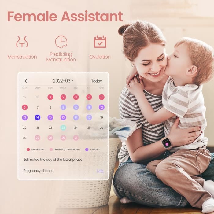 Montre Connectée Femme NAIXUES - Appels Bluetooth - 28 Modes Sportifs - 2  sangles SpO2 - Android iOS - Cdiscount Téléphonie