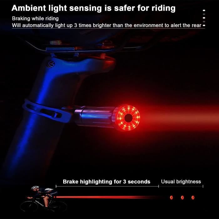 Lightmalls Q3 feu arrière de vélo capteur de frein intelligent