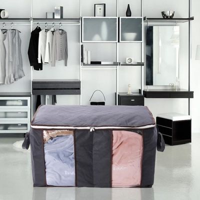 Lot De 6 Sacs De Rangement Sous Lit Gris - 60x40x35 Cm - Polyester Solide Avec Poignées Renforcées & Fermeture Éclair - Idéal Vêtements Couvertures