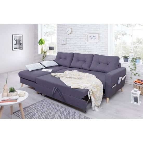 Oslo Canapé Dangle Gauche Convertible Gris Foncé 225x147x86cm