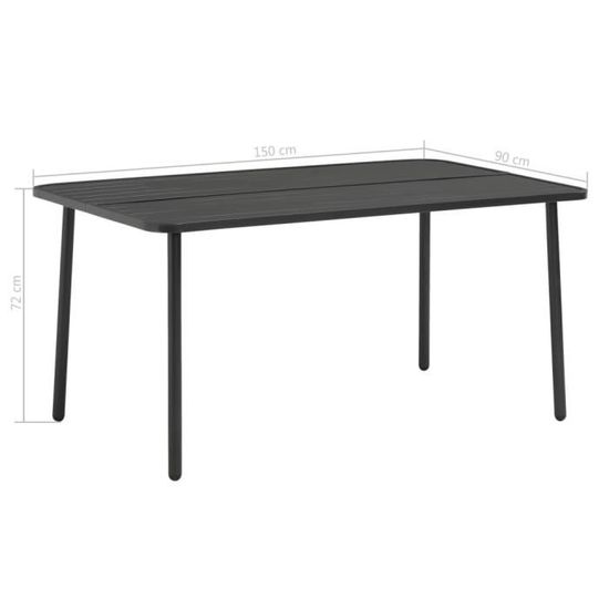 Vidaxl Table A Da Ner D Exta C Rieur A Lattes Acier 150x90x72cm Gris Fonca C Achat Vente Table A Manger Seule Vidaxl Table A Da Ner D Exta C Cdiscount