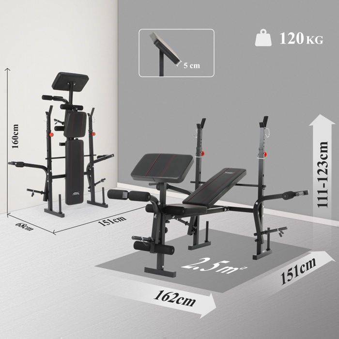 Banc de musculation multifonctionnel MOBICLINIC Acier Pliable Ajustable Support pour barres 250kg PRESSFIT - Sport