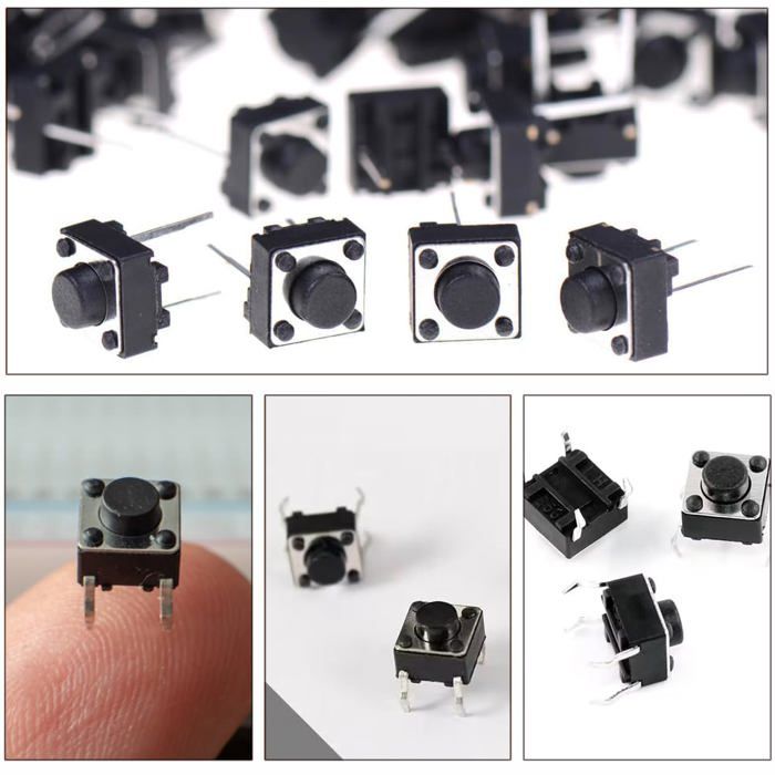 20 Interrupteurs Tactiles 8x8x5 Mm - 4 Broches, Silicone, Auto-réinitialisation