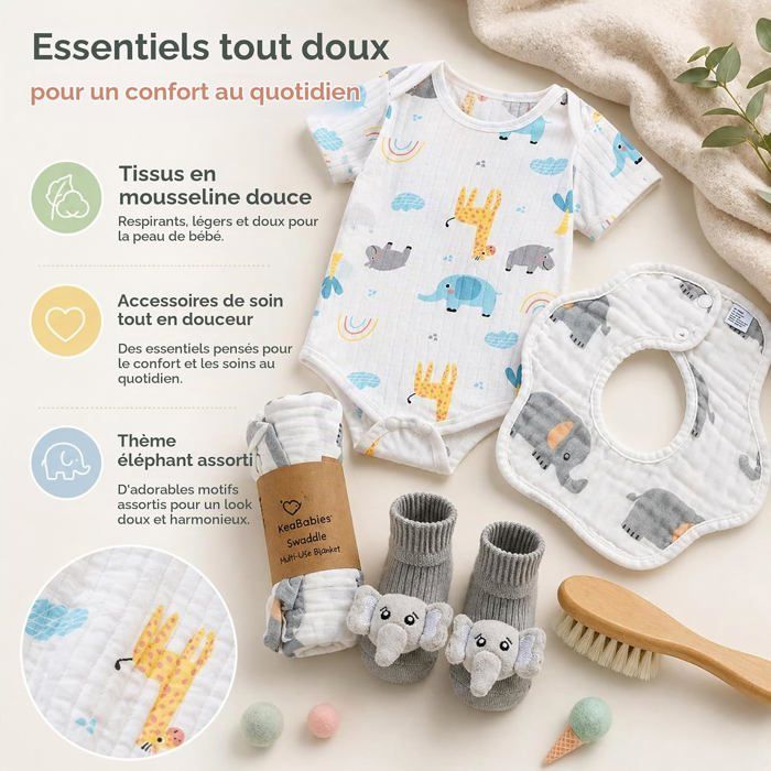 Coffret Cadeau Bébé 15 pièces - Couverture body hochet anneau de ...