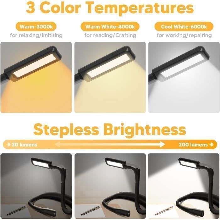 Liseuse Lampe de Lecture de Cou - Rechargeable Lampe Lecture au Lit, 3 Couleurs Liseuse LED Liseuse Lampe de Lecture de Cou - Rechargeable Lampe Lecture au Lit, 3 Couleurs Liseuse LED
