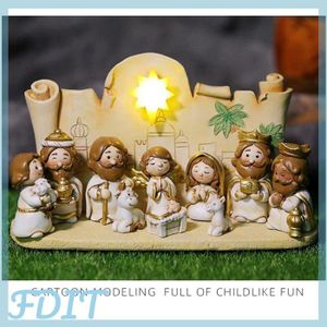 10 Pièces Figurines Nativité Résine - Statues Crèche Noël Décoratives Pour Village De Noël