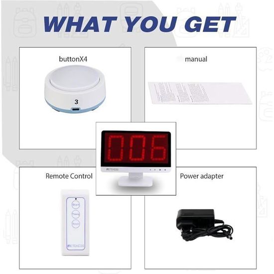 Retekess TM101 Sound and Light Buzzer, Question Games Buzzer, 80m Range, for Home or Classroom Games (Button Accessories Retekess TM101 Sound and Light Buzzer, Question Games Buzzer, 80m Range, for Home or Classroom Games (Button Accessories