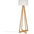 Lampadaire en bambou - E27 - 60 W - H. 150 cm - Blanc-0