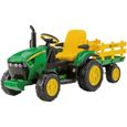 Tracteur miniature Peg Perego - John Deere Ground Force 34807 - Vert et jaune - 12 Volts-0