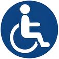 Autocollant logo Handicapé rond fond bleu Hancicap Handicaped Mobilité réduite stickers adhésif Taille : 12 cm-0