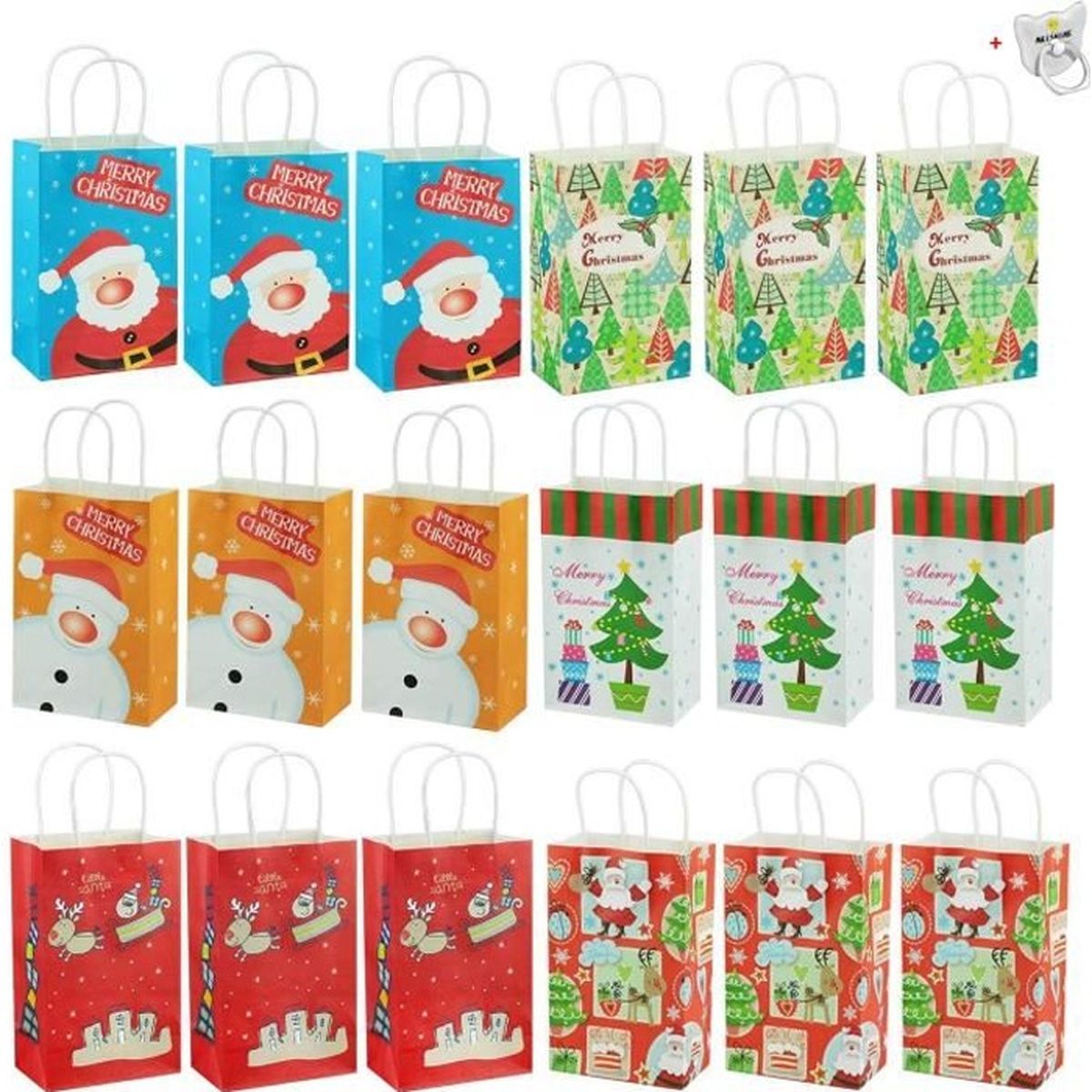 Lot de 3 sacs pour bouteille de No/ël avec /étiquettes assorties