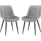 WAFTING Lot de 2 Chaises de Salle à Manger avec Assise et Dossier Tapissés en Velours, Pieds en Métal Robustes,Gris