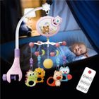 ACELIFE Mobile Musical Lit Bébé Télécommandé Projection de Lumières Musiques et Sons dès la Naissance Mobile Musical - Rose