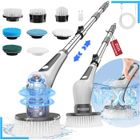 PDZZZD Brosse Nettoyage Electrique,IPX8 Imperméable Brosse de Nettoyage Rotative,8 Têtes de Brosse Polyvalentes,pour Voiture,Carrelage,Mur