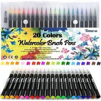 Feutre Aquarelle , Lot de 20 stylos pinceaux Fournitures artistiques Pour livres de coloriage