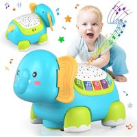 Jouet Bébés 1 an, Jouet musical Bébé, Jouet de Éléphant Rampant avec Musique et Lumières, Cadeau d'anniversaire pour Bébé 6+ mois