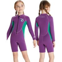2.5MM Néoprène Combinaison Plongée Filles Enfants Thermique UV 50+ Maillot de Bain Ultra Stretch Wetsuit pour Surf Natation Violet-S