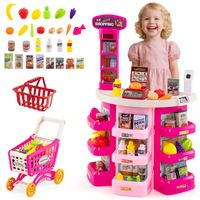 Épicerie En Bois Pour Enfants – 13 Accessoires, Caisse Enregistreuse, Distributeur, 5 étagères – Jeu D'imitation 3-8 Ans