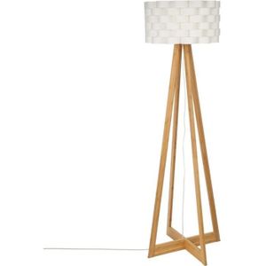 LAMPADAIRE Lampadaire en bambou - E27 - 60 W - H. 150 cm - Bl