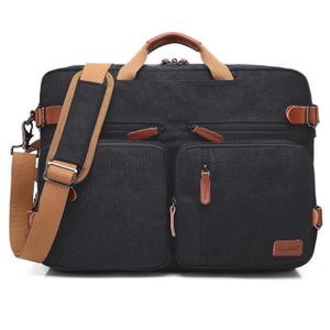 Sacoche Ordinateur Portable CoolBELL 17,3 Pouces - Porte-documents Bandoulière Toile Noir - Voyage & Bureau - 12