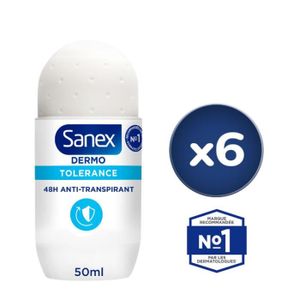 DÉODORANT Pack de 6 - Déodorant Sanex tolerance Bille - 50ml