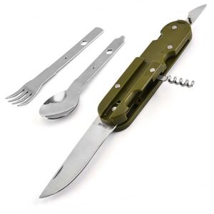 Couverts Camping 5 En 1 Pliable Acier Inoxydable – Set Multifonction Avec Couteau, Fourchette, Cuillère, Ouvre-Bouteille – Ultra Léger