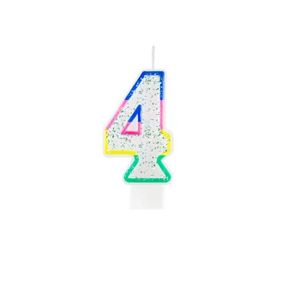 1 Pack bougie anniversaire 8 ans pailletée multicolore REF/BBC0