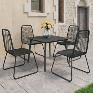 Ensemble table et chaise de jardin SWEET Salon de jardin 5 pcs Rotin PVC Noir AB3060113 85670