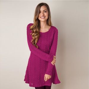 ROBE Robe Pull Femme Hiver Tricot Manches Longues Col R