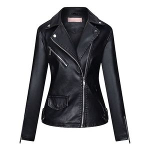 Perfecto femme en cuir noir Cdiscount