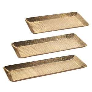 CASIER POUR MEUBLE Set de 3 plateaux rectangulaires en métal doré gau
