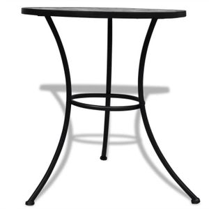 TABLE DE JARDIN  RUIDA Table de bistro Noir et blanc 60 cm Mosaïque  tout neuf