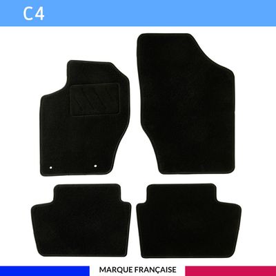 Tapis Sol Voiture Tapis Sur Mesure Velours Citroën C4 Cactus I - Noir, Anti-dérapant, Confort Optimal Accessoire Auto Personnalisé