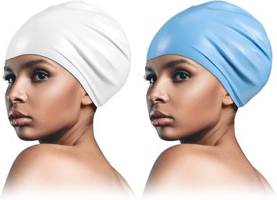 Lot De 2 Bonnets De Bain En Silicone - Pour Cheveux Longs, Hommes Et Femmes - Protection Contre Le Chlore, Sans Latex