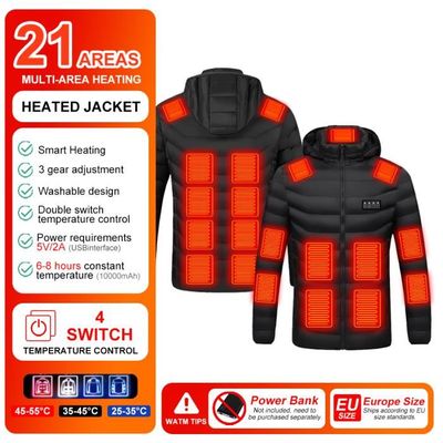 Veste Chauffante Avec 21 Zones De Chaleur - Intelligente, Légère Pour Ski, Pêche, Moto Et Plein Air