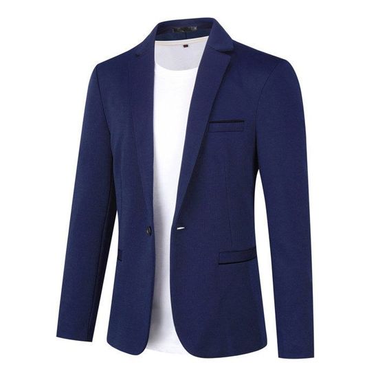 Mode Un Bouton Revers Casual Hommes Blazer À Manches Longues Poche