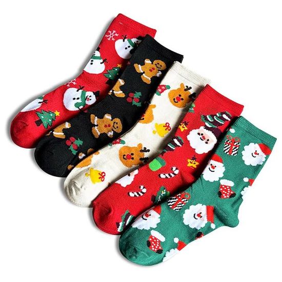6 Paires De Chaussettes De Noël Unisexe - Motifs Festifs (Père Noël, Sapin) - Taille 36-43 - Cadeau Idéal - 1